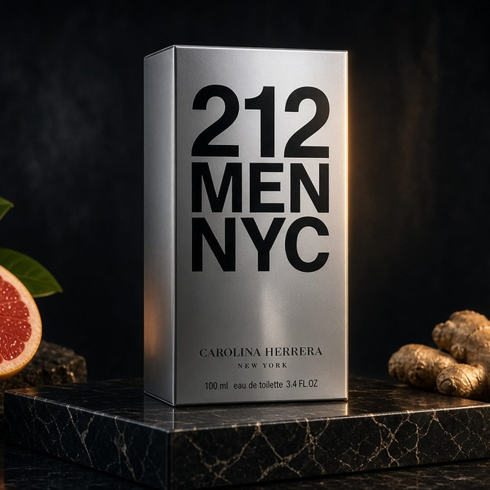 Carolina Herrera 212 Men NYC Eau de Toilette 100ml bottle and box