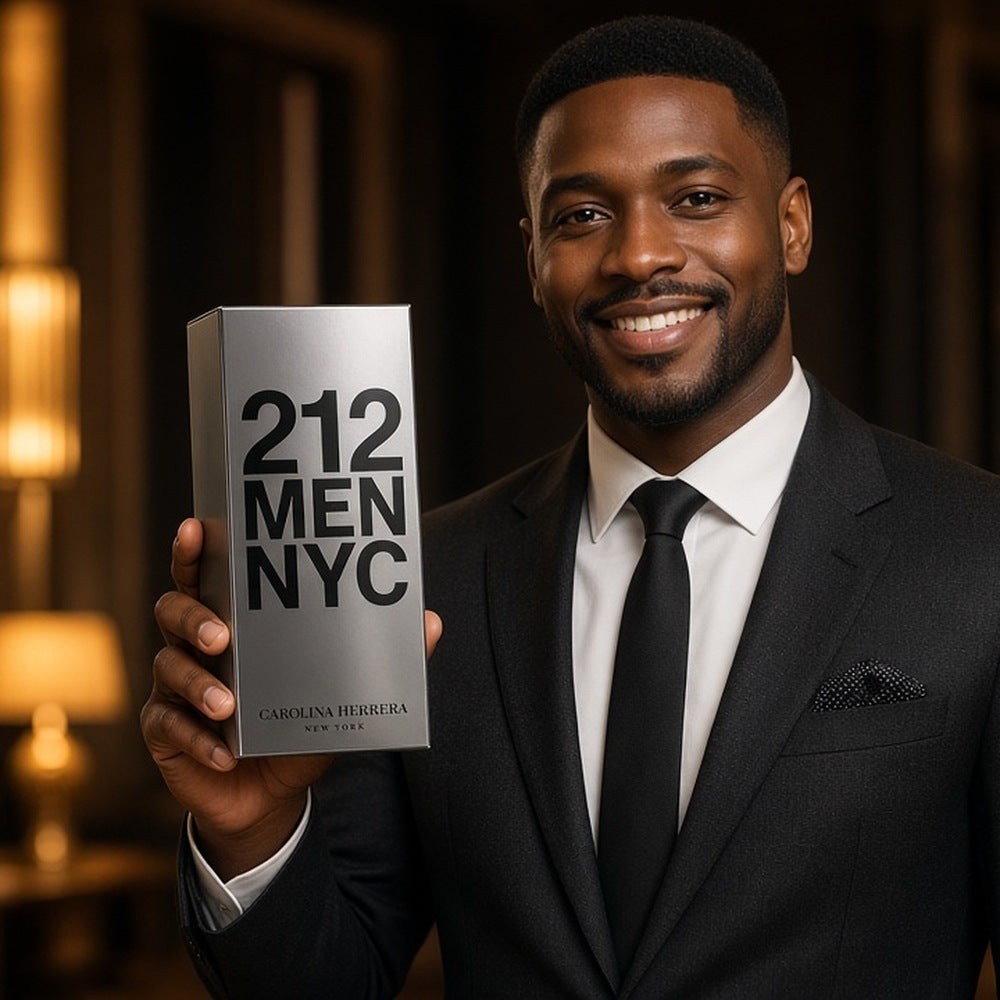 Carolina Herrera 212 Men NYC Eau de Toilette 100ml being worn