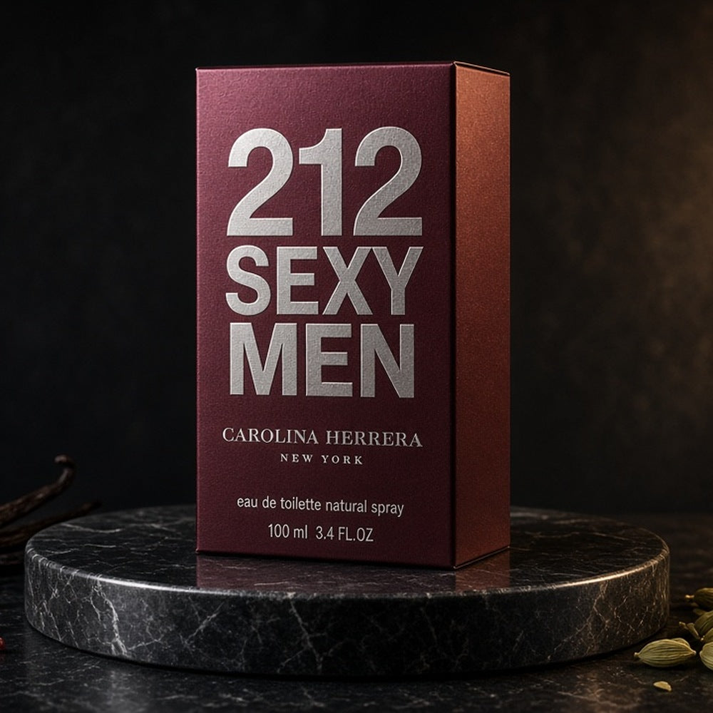 Carolina Herrera 212 Sexy Men Eau de Toilette 100ml bottle and box