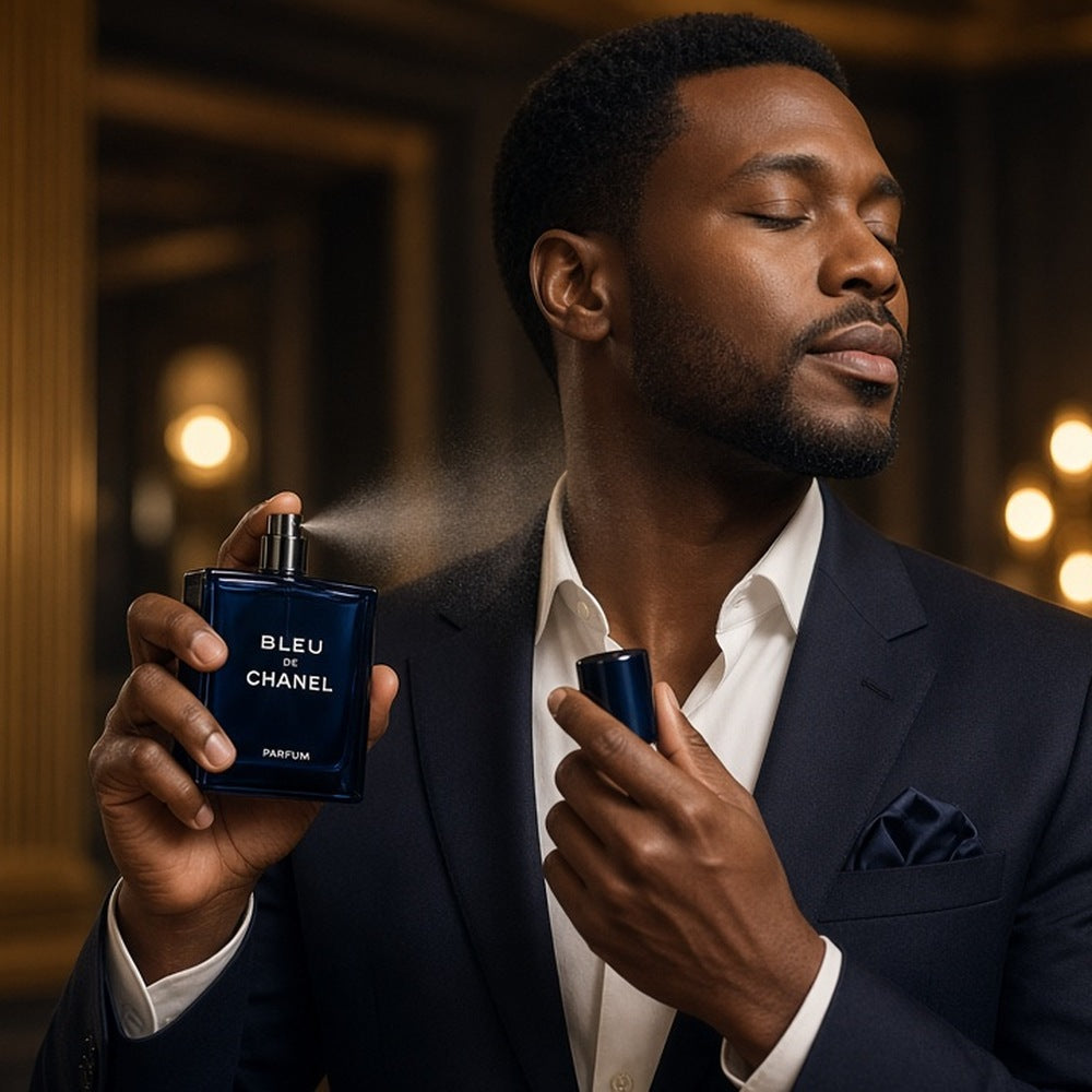 Chanel Bleu de Chanel Parfum 100ml being worn