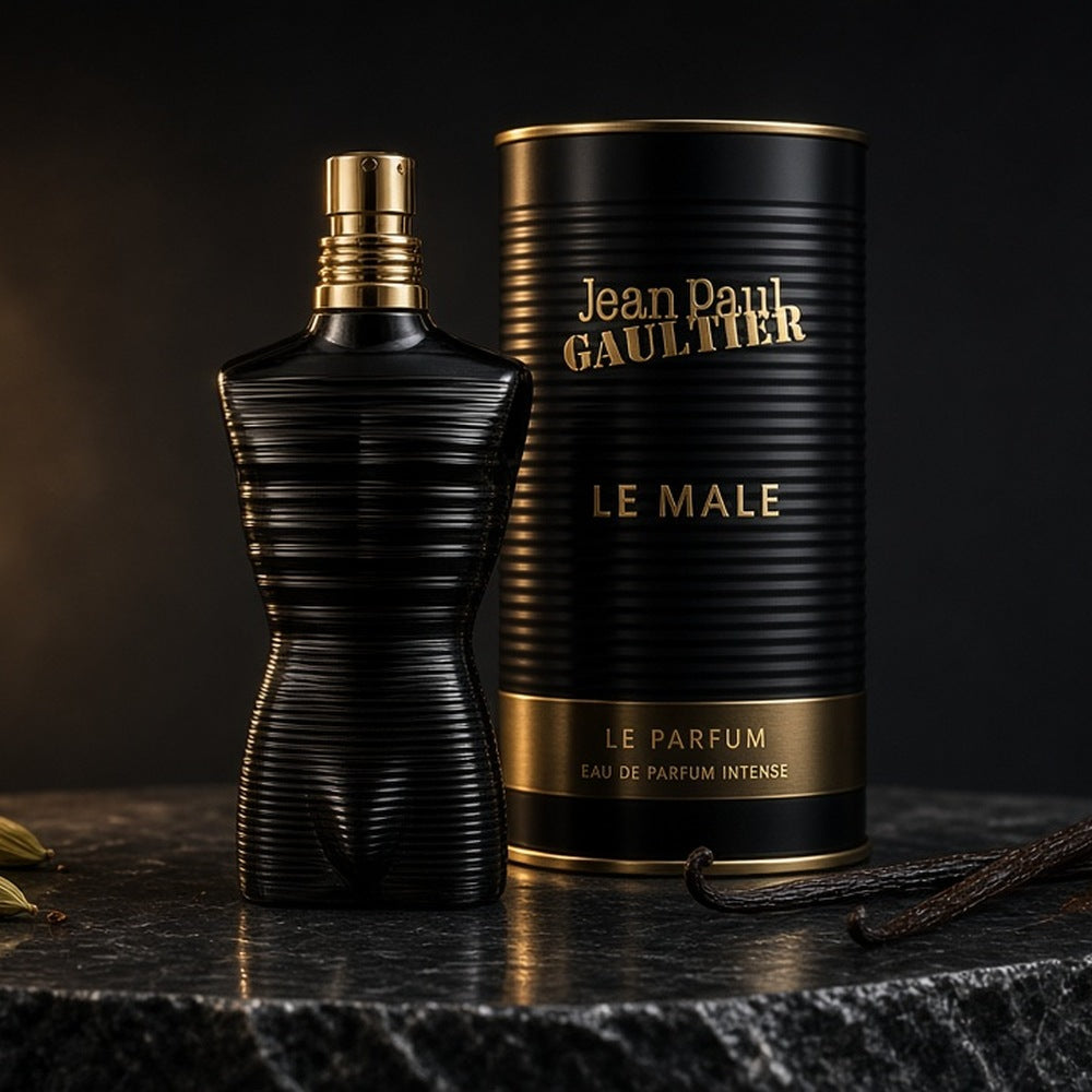 Jean Paul Gaultier Le Male Le Parfum Eau de Parfum Intense 125ml bottle and box