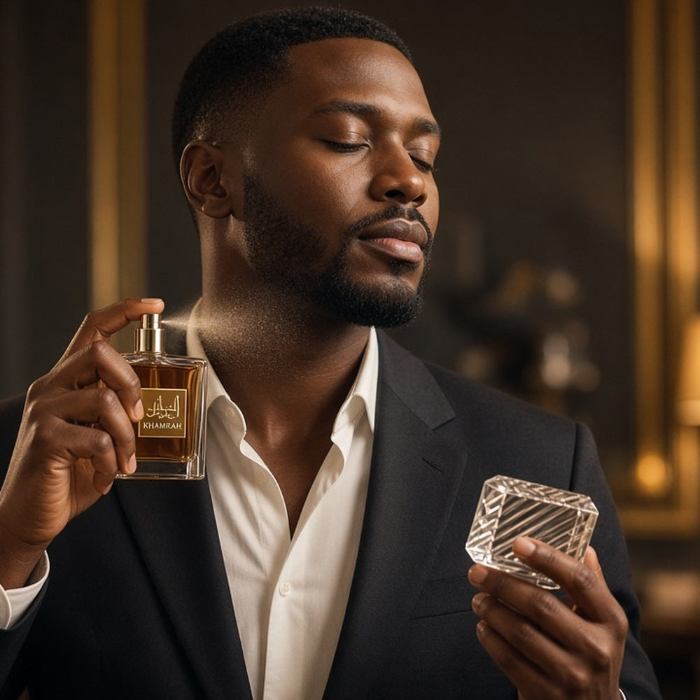 Lattafa Khamrah Eau de Parfum 100ml being worn