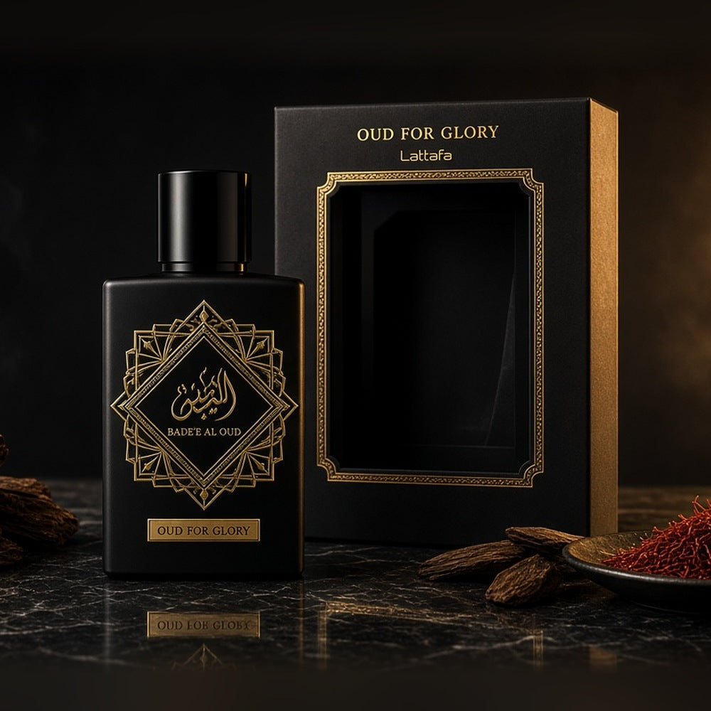Lattafa Bade'e Al Oud Oud for Glory Eau de Parfum 100ml bottle and box