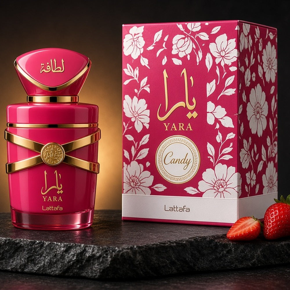 Lattafa Yara Candy Eau de Parfum 100ml bottle and box
