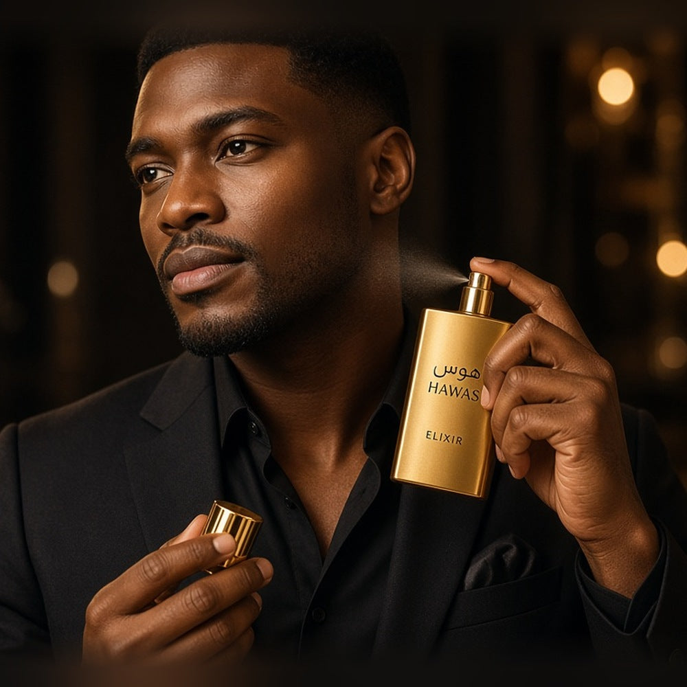 Rasasi Hawas Elixir Eau de Parfum 100ml being worn