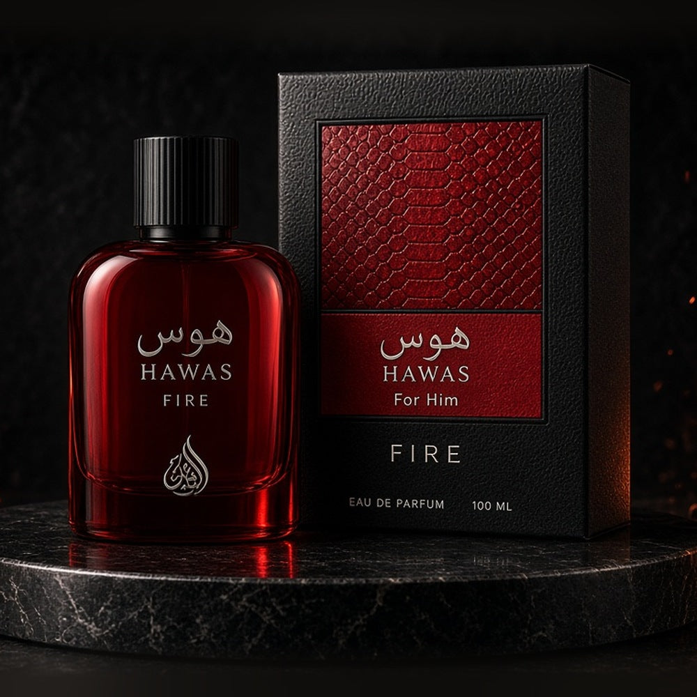 Rasasi Hawas Fire Eau de Parfum 100ml bottle and box