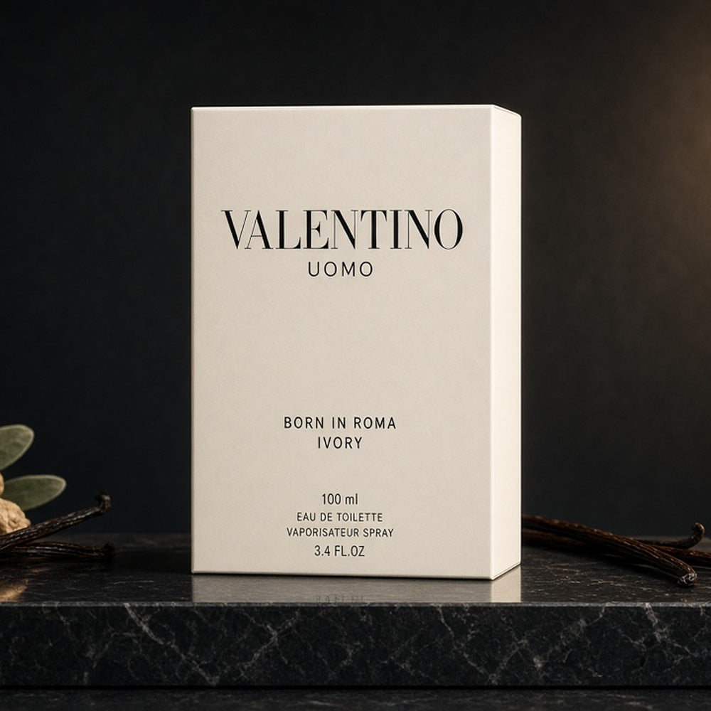 Valentino Uomo Born in Roma Ivory Eau de Toilette 100ml bottle and box