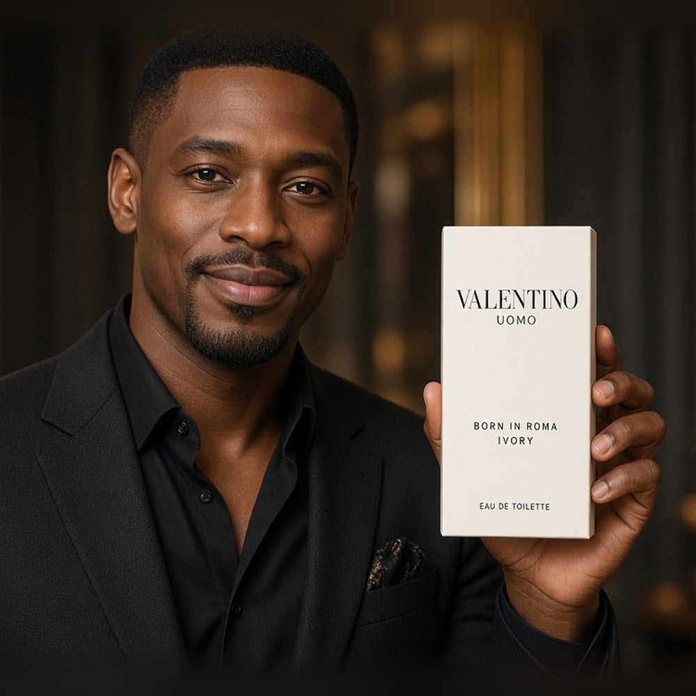 Valentino Uomo Born in Roma Ivory Eau de Toilette 100ml being worn